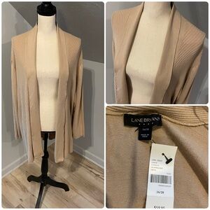 Lane Bryant Draped Open Cardigan Size 26/28 Tan Textured Lightweight